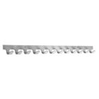 Coat Hook, 12 Hooks, 36in wide, satin aluminum